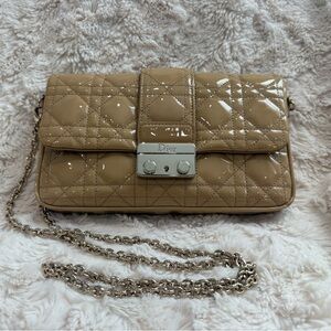 Christian Dior Miss Dior Promenade Pouch in Nude Beige Patent Cannage
